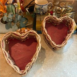 Vintage handmade heart shaped basket set